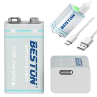 Bateria de Litio Pila 9V Recargable USB tipo C BESTON 1000Mah