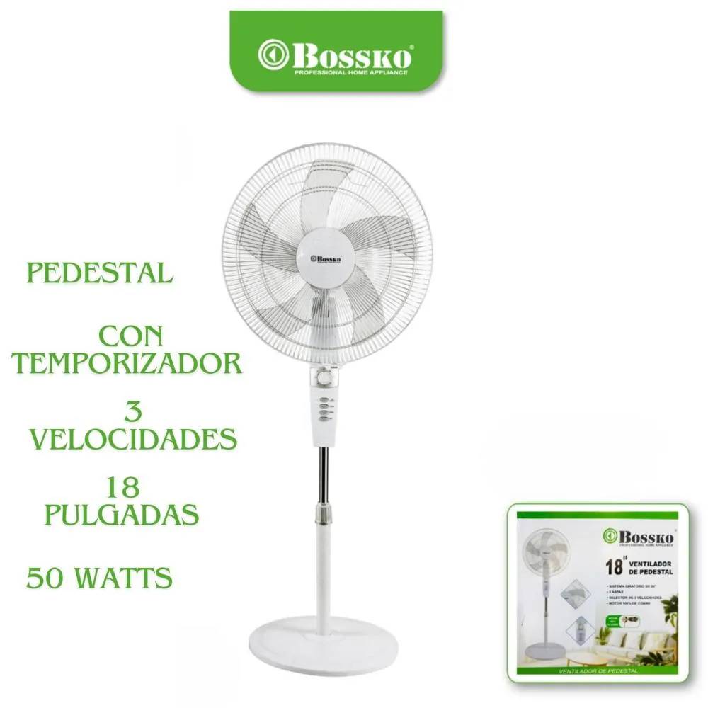 Ventilador de pedestal 18"" BOSSKO BK 8457VB 50 watts con Temporizador blanco - BK-8457VB MEGA IMPOR