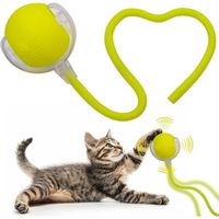 PELOTA INTERACTIVA PARA GATOS CON SOGA JUGUETE INTELIGENTE GIRATORIO AMARILLO