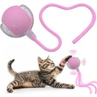 PELOTA INTERACTIVA PARA GATOS CON SOGA JUGUETE INTELIGENTE GIRATORIO ROSA