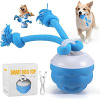 JUGUETE INTERACTIVO PARA PERROS CON SOGA LED PELOTA CON SONIDO AZUL