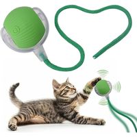 PELOTA INTERACTIVA PARA GATOS CON SOGA JUGUETE INTELIGENTE GIRATORIO VERDE