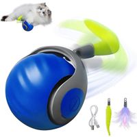 PELOTA INTELIGENTE PARA GATOS CON COLA JUGUETE INTERACTIVO PET GRAVITY AZUL