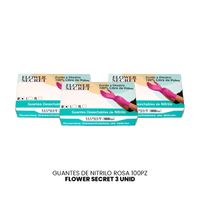 Flower Secret Guantes De Nitrilo Rosa 100Pz - 3 Unid