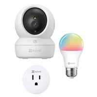 Kit Smart Home EZVIZ Cámara H6C Full HD WiFi + Foco LED Multicolor y Enchufe Inteligente