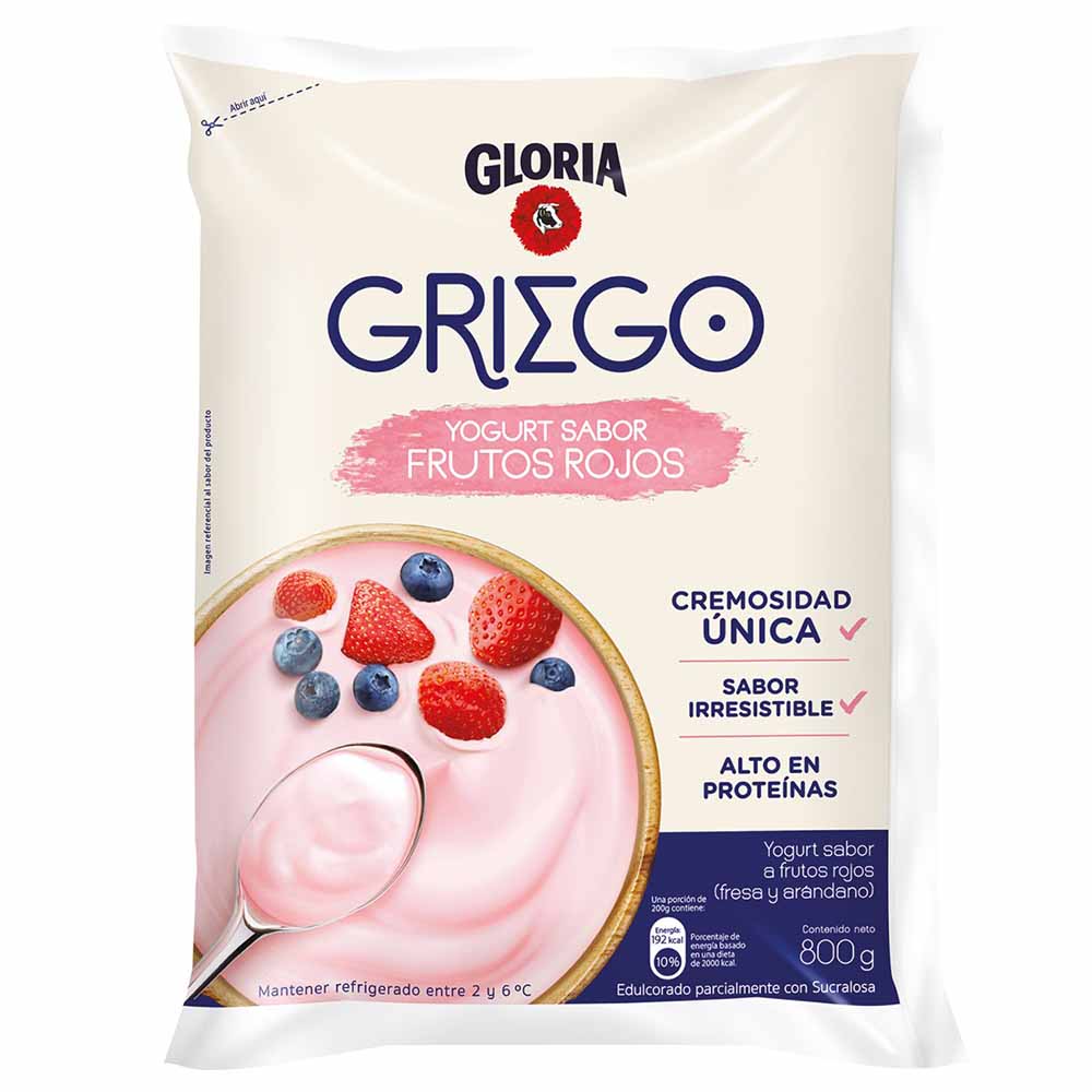 Yogurt Griego GLORIA Batido Frutos Rojos Bolsa 800g