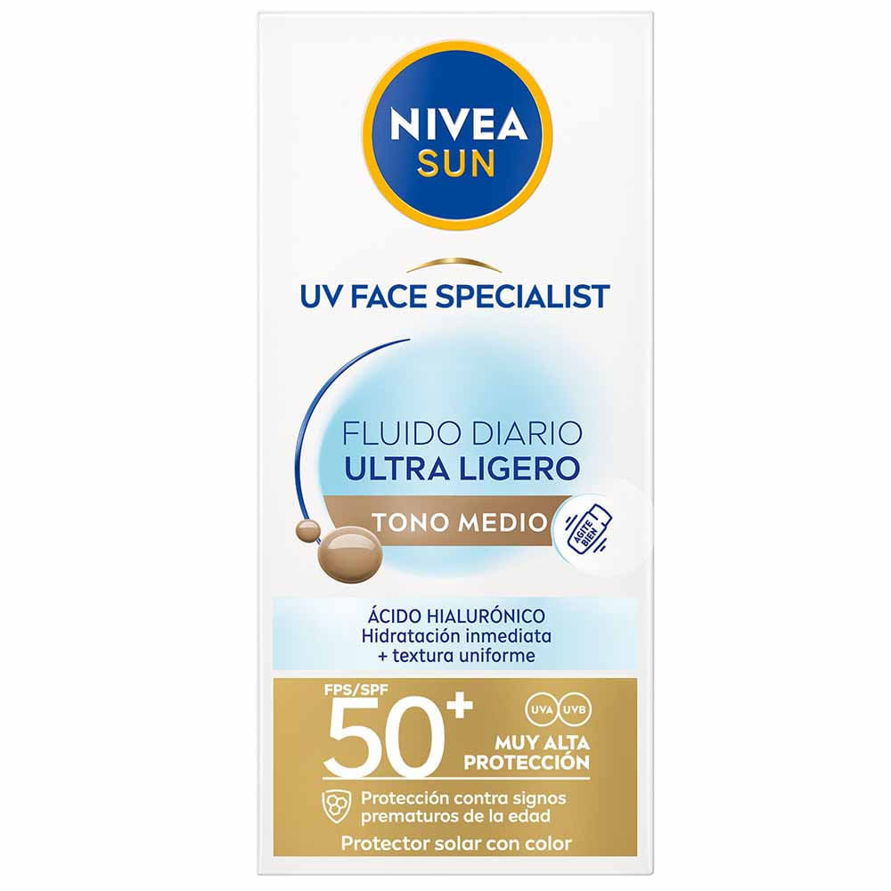 Protector Solar Facial NIVEA Sun Fluido Diario Tono Medio Frasco 40ml