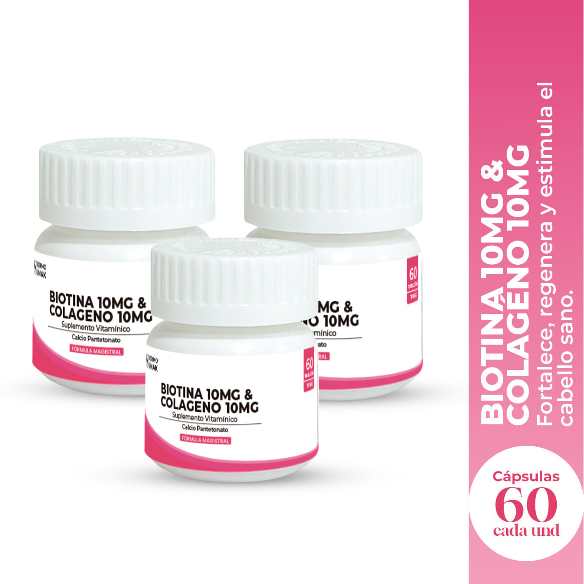 Biotina 10mg & Colageno 100mg 60capsulas Dermo Sumak 3und