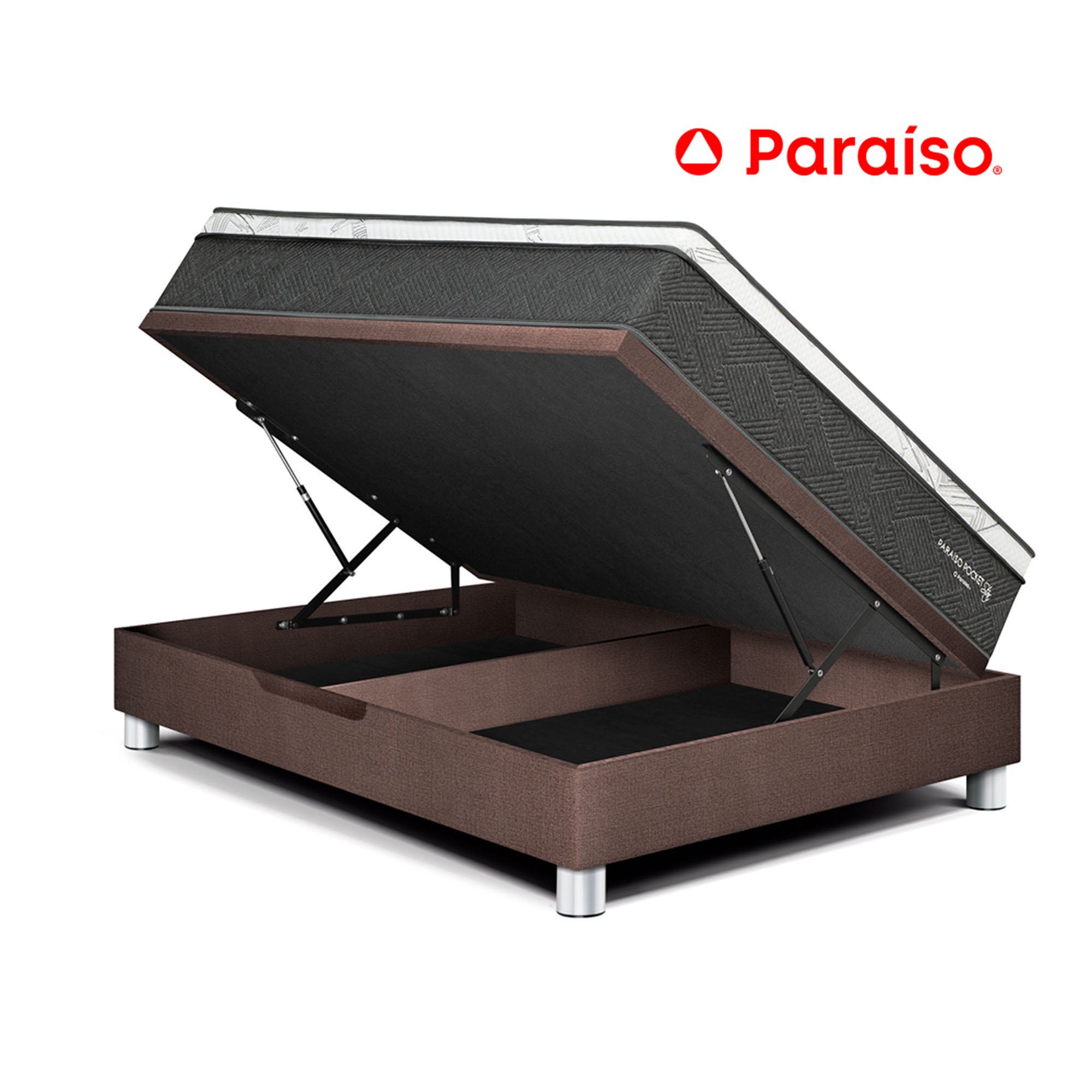 Cama Boxet PARAISO Pocket Star 2 Plazas Choco