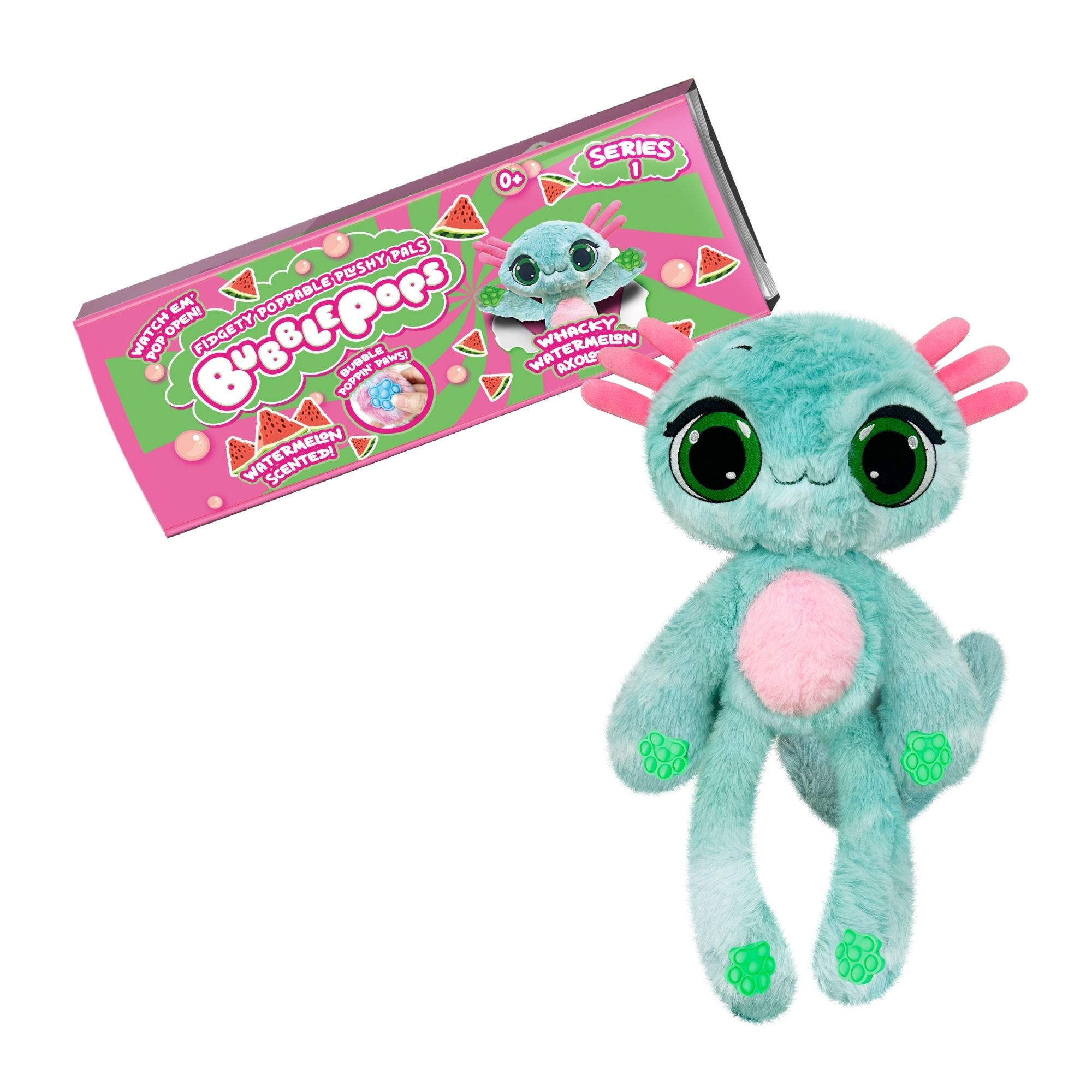 Peluche BUBBLE POPS sabor sandía axolote