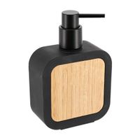 Dispensador de jabón Rubber Abs y Bambú 350ml Negro