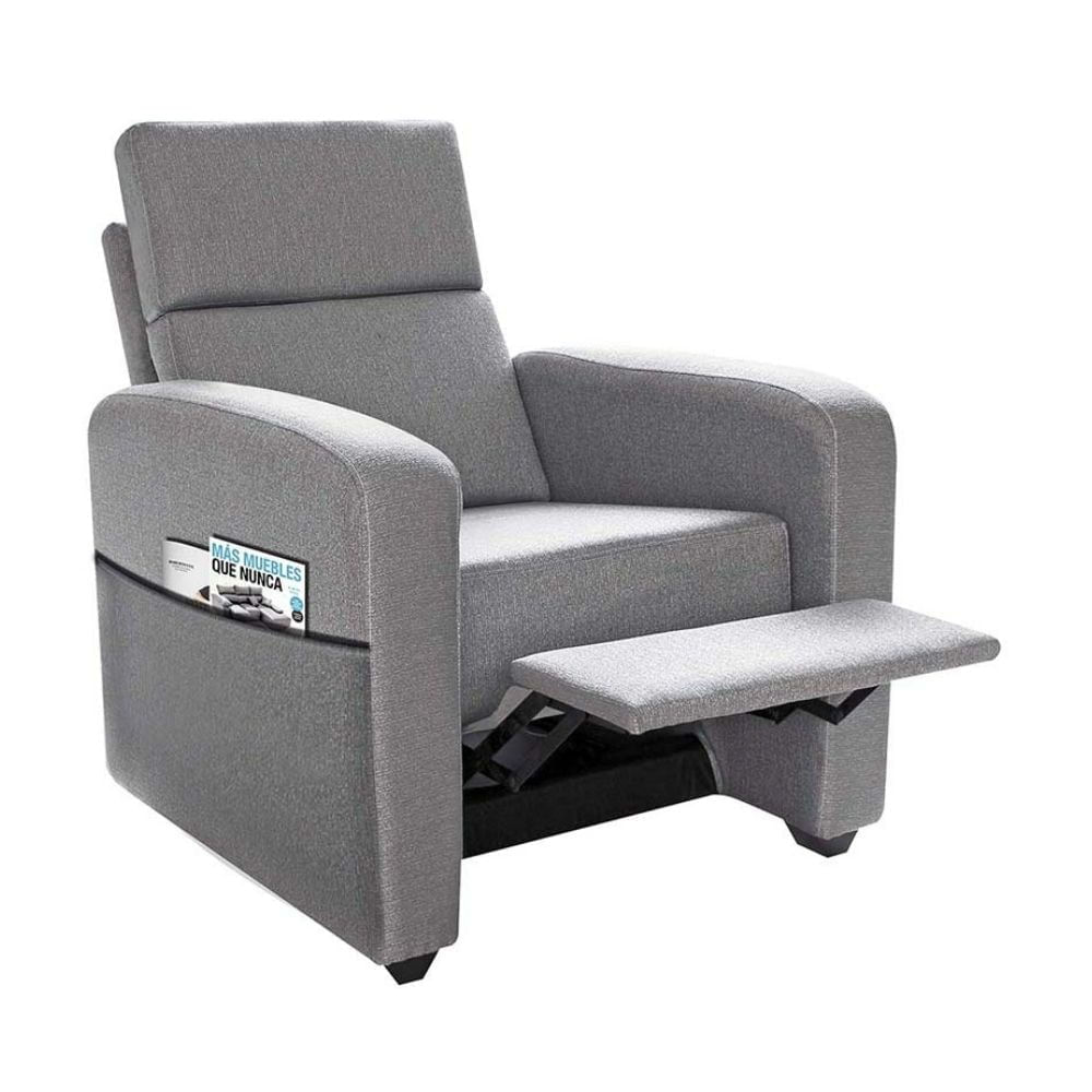 Sillón Reclinable Fe con bolsillo Plata