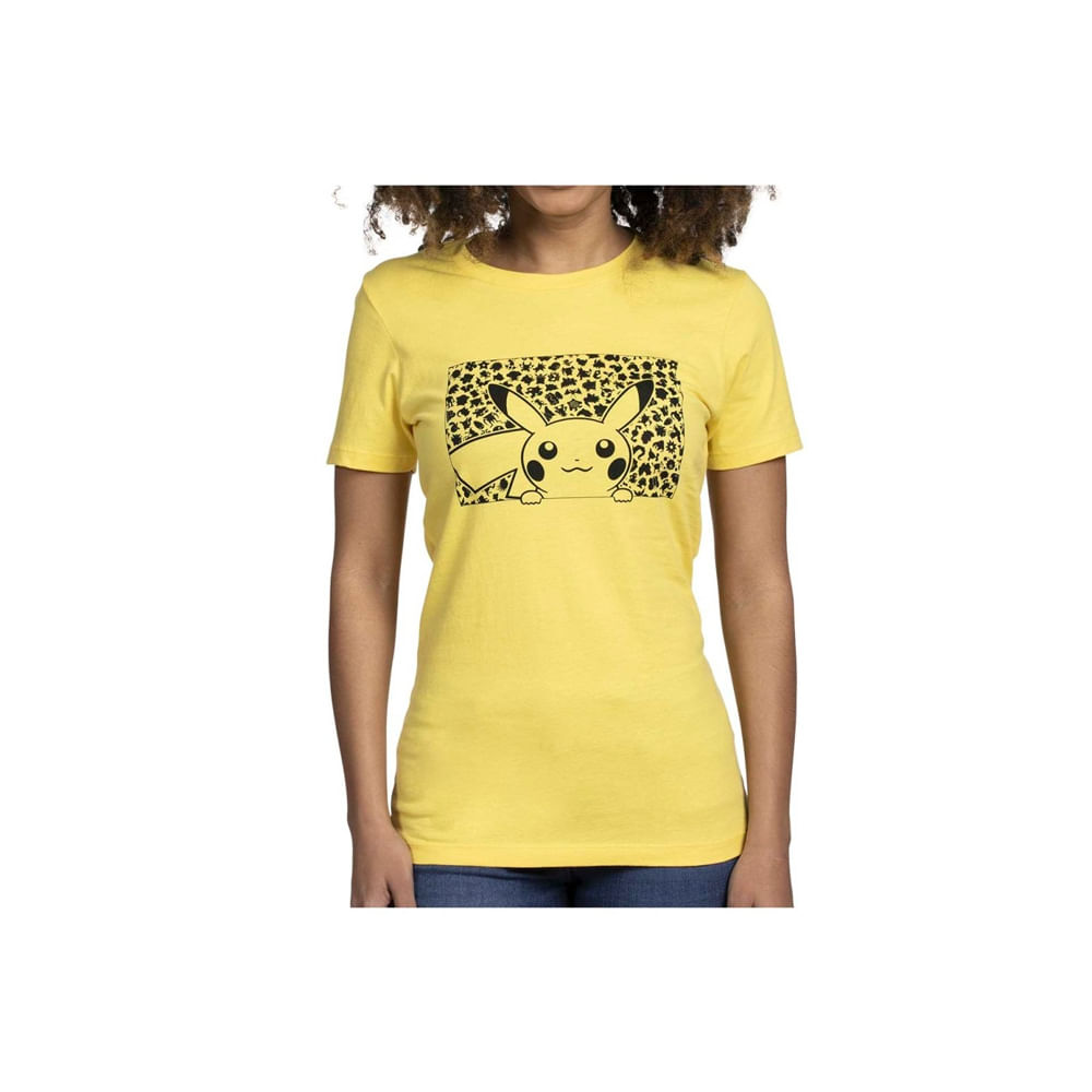Pokemon Center Polo Pikachu Siluetas Amarillo Talla L