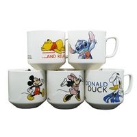 TAZA DISNEY 5 PZAS MICKEY MINNIE WINNIE POO STITCH DONALD 480 ML