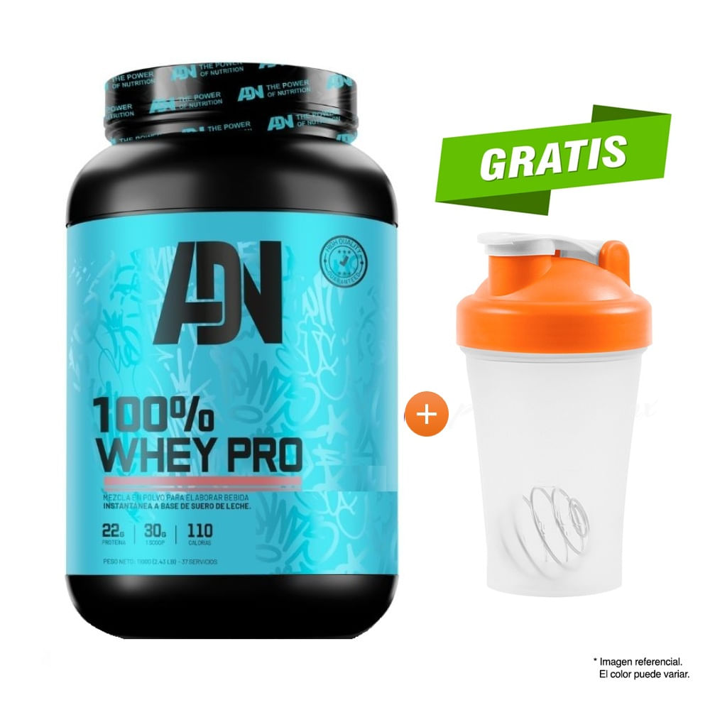 Proteína Adn 100 Whey Pro 1.1 kg Vainilla + Shaker