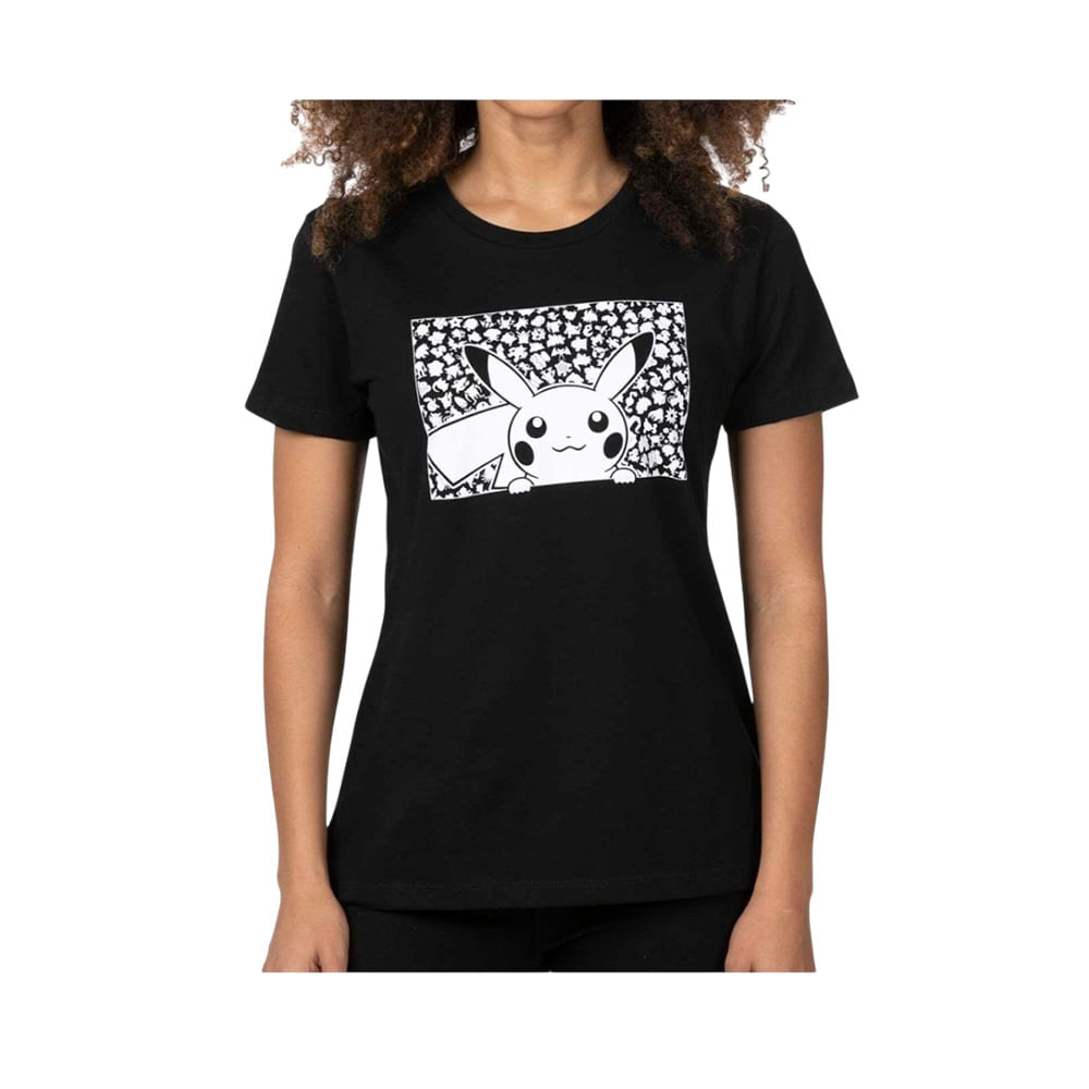Pokemon Center Polo Pikachu Siluetas Negro Talla M