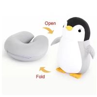 Almohadas de viaje para niños convertible en peluche de pingüinos