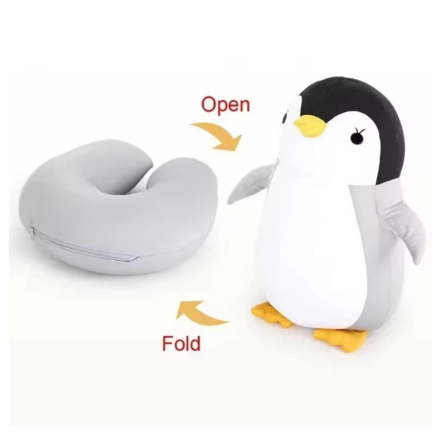 Almohadas de viaje para niños convertible en peluche de pingüinos