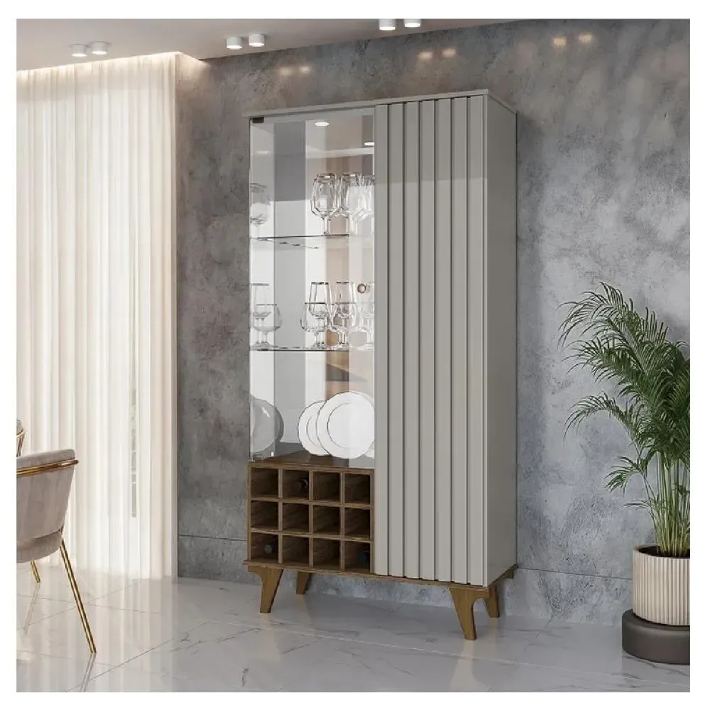 Vitrina portaVinos TU MESITA Lissy color Gris/Marrón 2 puerta