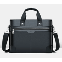 Maletin de Trabajo Casual Negro Hombre Portalaptop 14pulg (35x25x9) Cuero Importado