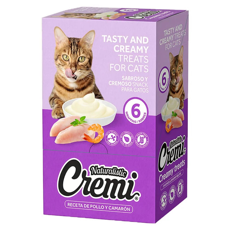 Snack para Gatos Naturalistic Cremi Pollo y Camarones 60gr