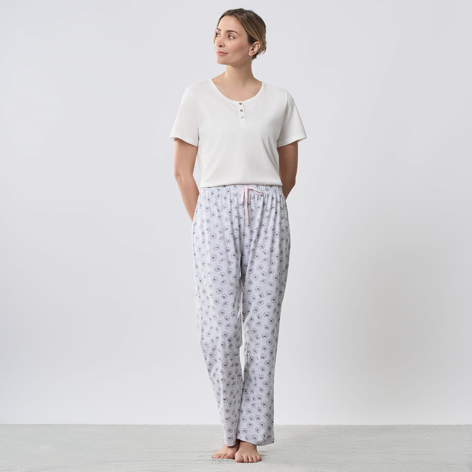 Pantalón Pijama Mujer Print Suelto Zafin Algodón