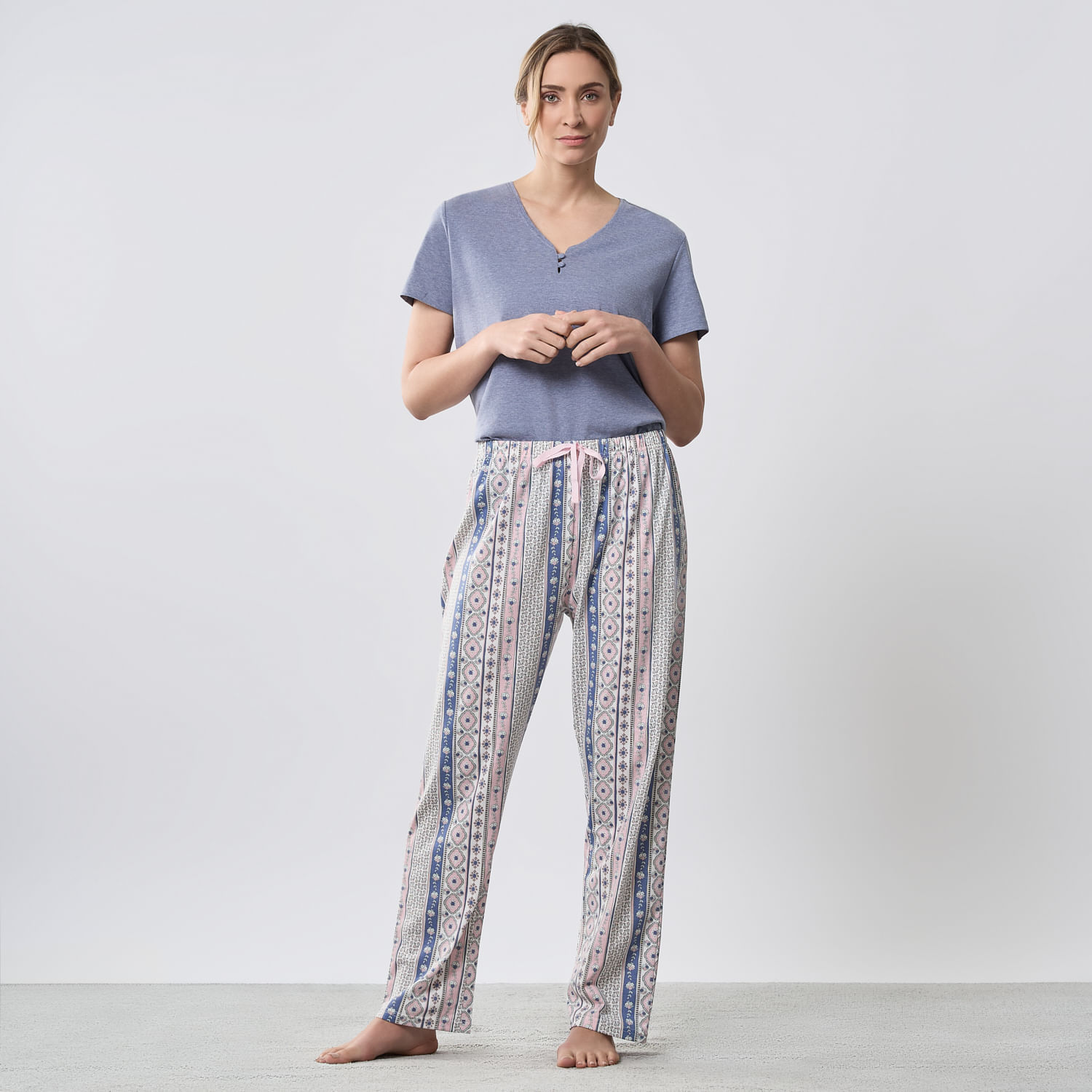 Pantalón Pijama Mujer Print Suelto Zafin Algodón