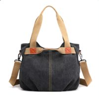 Makeway - Bolso de Lona Vintage Informal Tendencia Denim - Negro
