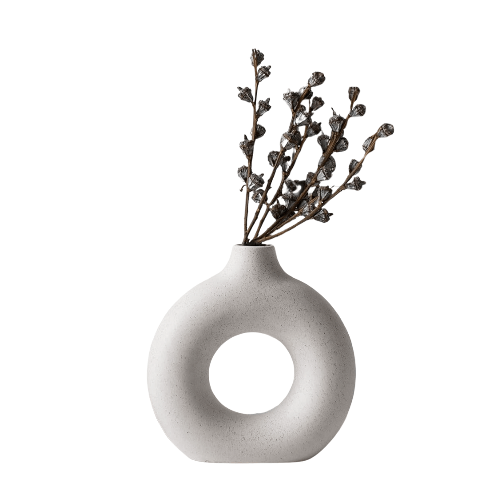 Florero Decorativo de Cerámica Diseño Circular Pequeño