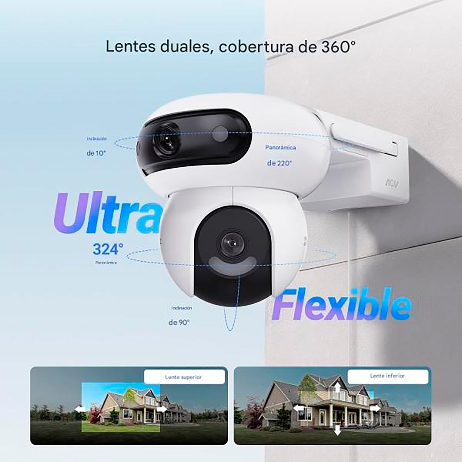 Ezviz Cámara HB90 Dual Kit 4MP + 4MP Doble lente Audio 2vías Batería Panel
