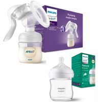 SET DE REGALO EXTRACTOR DE LECHE + 02 BIBERONES AVENT NATURAL 3.0 ANTICOLICO Y ANTIGOTEO