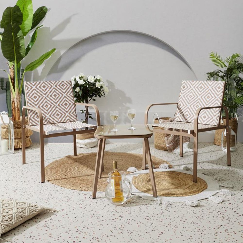 Set de Terraza Paris 3 Piezas Beige Orange