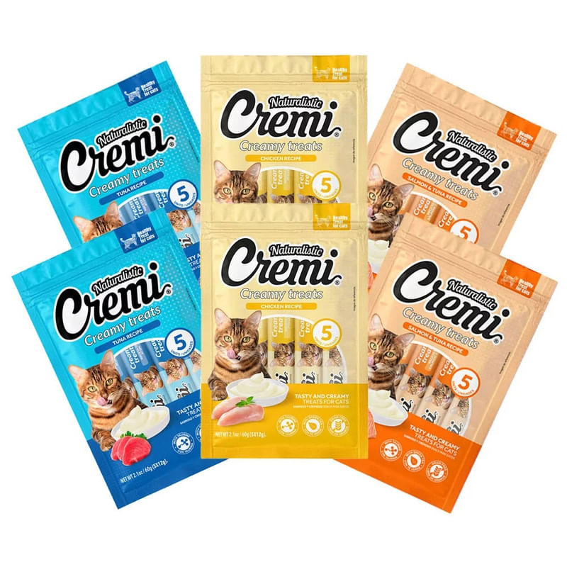 Snack para Gatos Naturalistic Cremi Surtido 60gr Pack x6 und