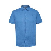 Camisa Manga Corta Lino Orgánico Para Hombre Linjerpro Azul Rockford