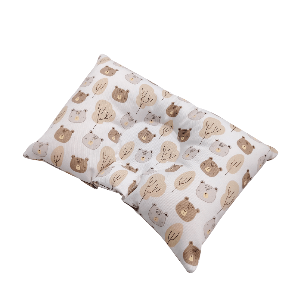 Almohadita Anticabeza Plana Hipoalergénica Maternelle - Modelo Beige Ositos
