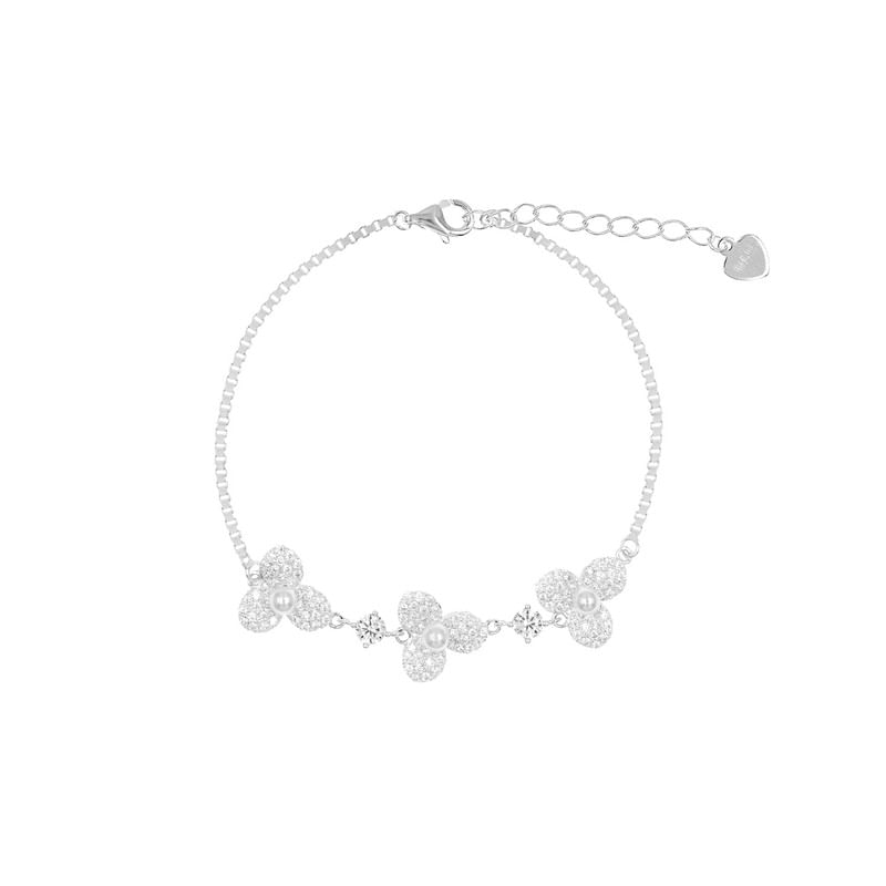 Pulsera Flores Perla Plata 925