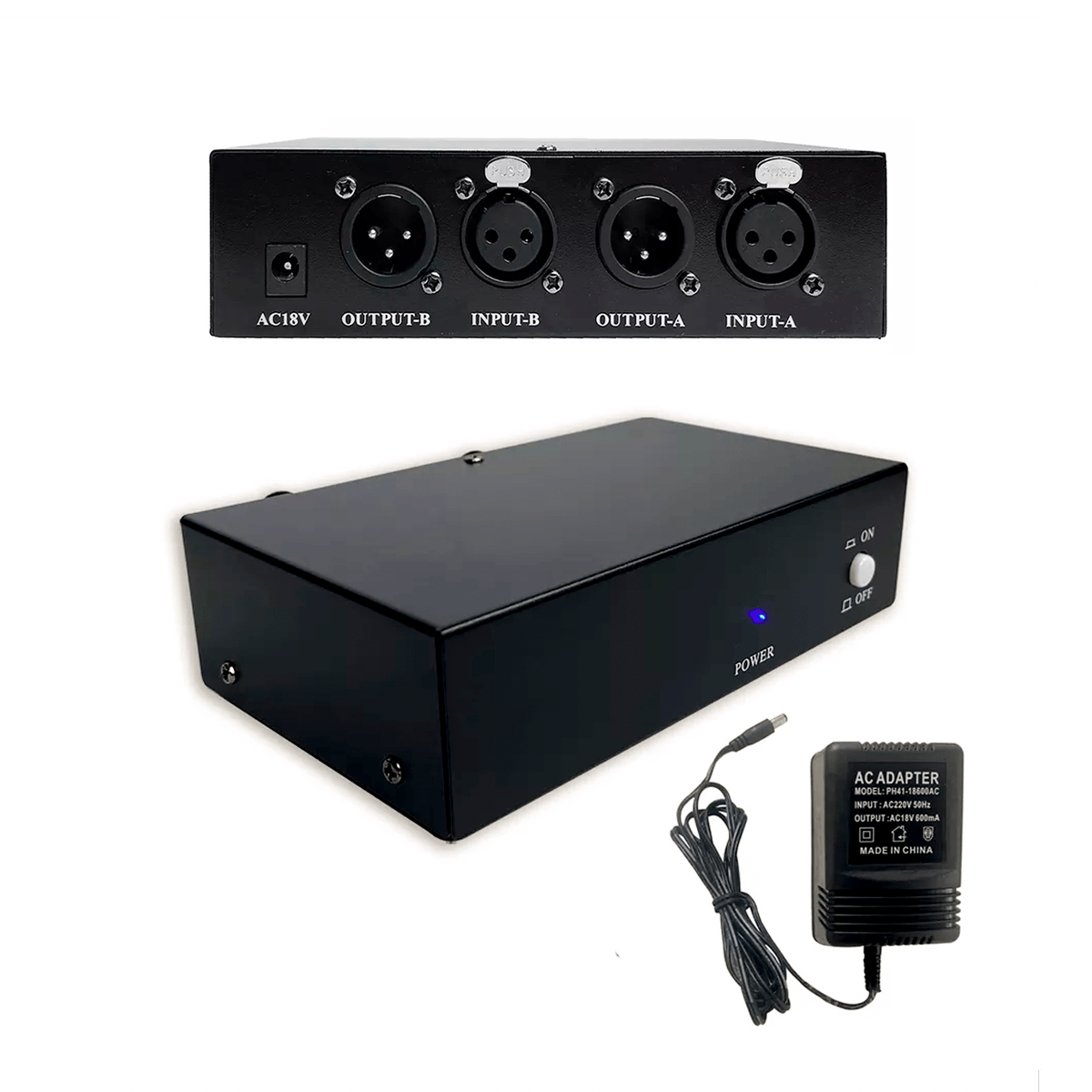 Phantom Power 48V para 2 micrófonos condensadores de estudio