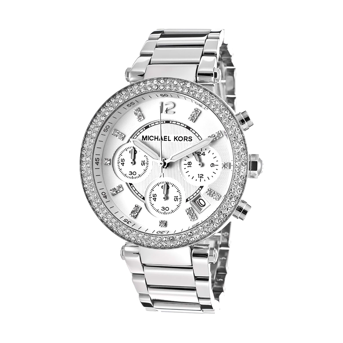 Reloj Michael Kors Mk5353 Parker Plateado Con Piedras Nuevo