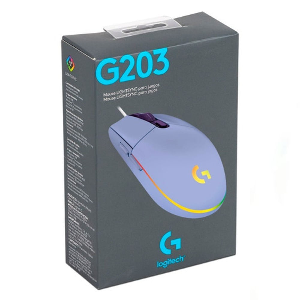 Mouse Gamer Logitech G203 RGB Lightsync 6 Botones - Violeta