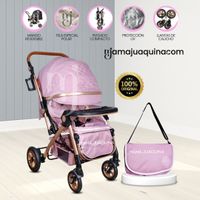 Coche Cuna de Lujo Little Baby «BARCELONA» con Bolso Pañalero Pink