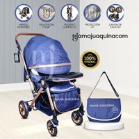 Coche Cuna de Lujo Little Baby «BARCELONA» con Bolso Pañalero Blue