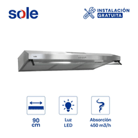 CAMPANA EXTRACTORA ROMA DE ACERO INOX 90CM SOLE – TURE17COV2 - OFERTA!