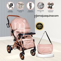 Coche Cuna de Lujo Little Baby «BARCELONA» con Bolso Pañalero Beige