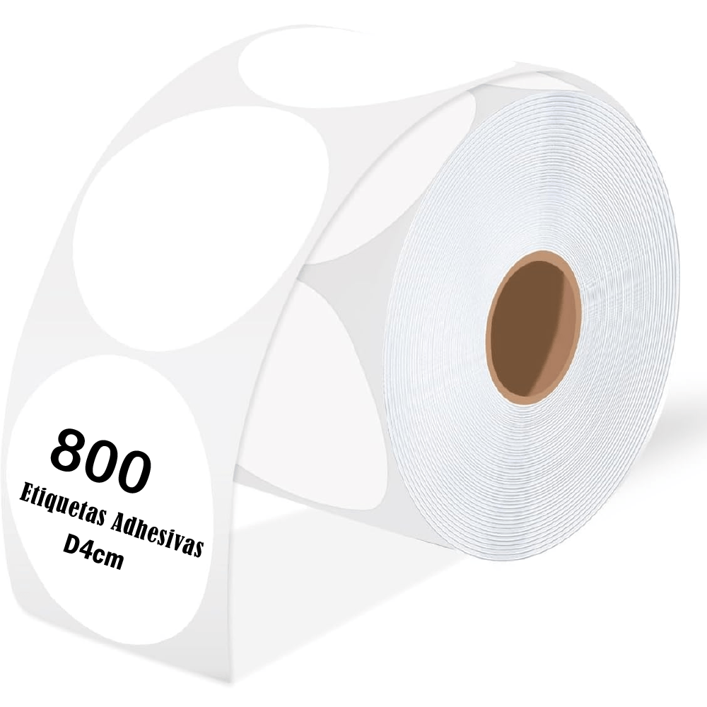 Rollo 800 Etiquetas Termica Adhesiva Circular 4cm