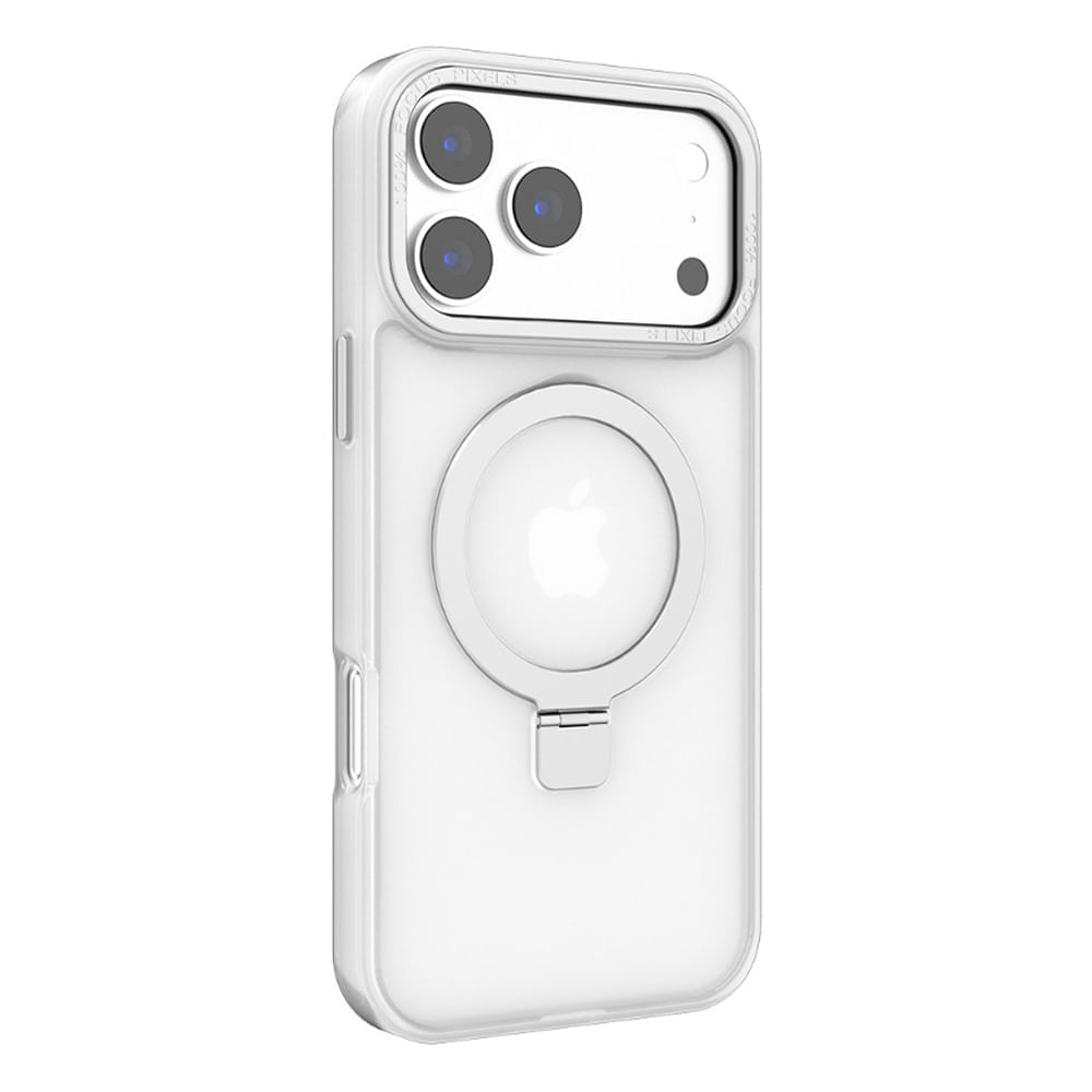 Preventa: Case para iPhone 17 Pro Metal Matte con MagSafe y soporte, mate traslúcido blanco