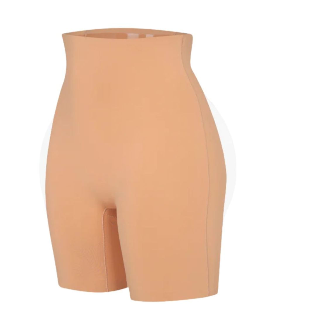 Modelador faja Boxer short de Mujer Calzon sin costuras silicona en pretina Invisible Talla M Beige