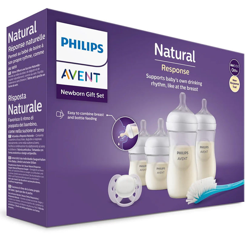 Set de Regalo Avent Natural 3.0 con 4 Biberones + Chupon + Escobilla