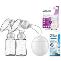 Set Extractor de Leche + 2 biberones + 1 Biberon Avent + 25 Bolsas para Leche Materna Avent