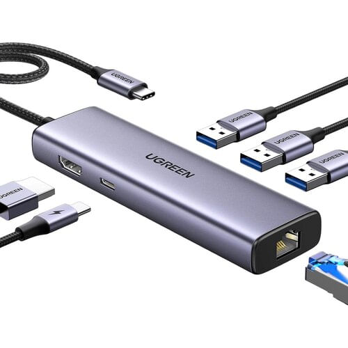UGREEN 15598 Revodok Hub USB-C 6 en 1 100W HDMI 4K rj45 1000Mbps