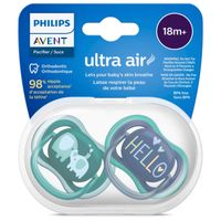 Chupones Avent Ultra Aereados 18 M a Mas + Estuche - Pack 2 Uni - NIÑO
